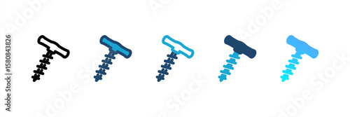 Corkscrew icon set multiple style collection