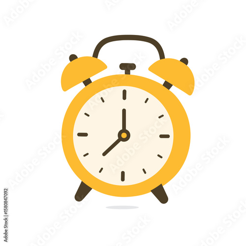 Simple yellow alarm clock with two bells.