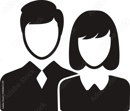 Businessman and Businesswoman Icon – Professional Couple Illustration