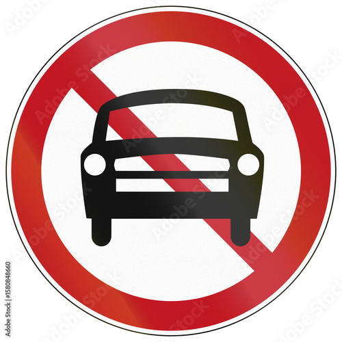 Regulatory road sign in China - No entry for motor vehicles