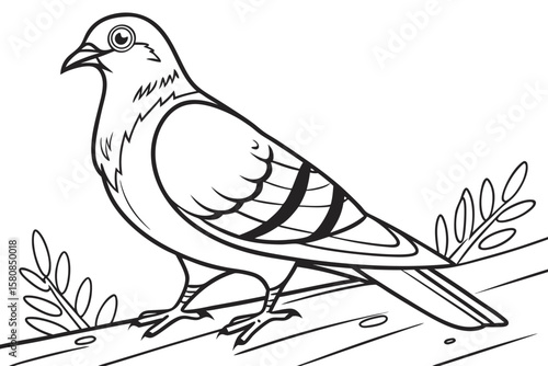 coloring page line art the pigeon black vector