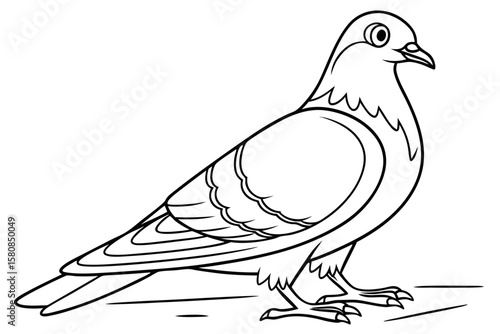 coloring page line art the pigeon black vector