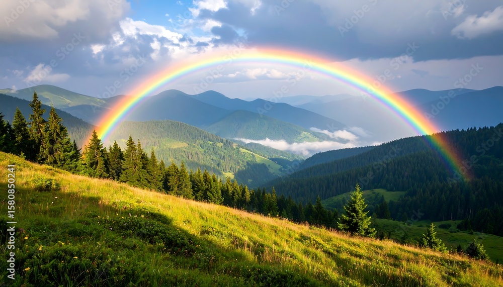 Naklejka premium Mountain rainbow panorama