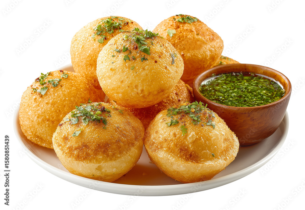 Fototapeta premium Pani Puri Indian Food Isolated on Transparent Background PNG 