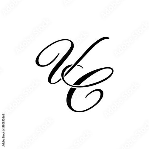 Elegant VC Monogram Logo in Black Script – Luxury Calligraphy Initial Design on White Background	
