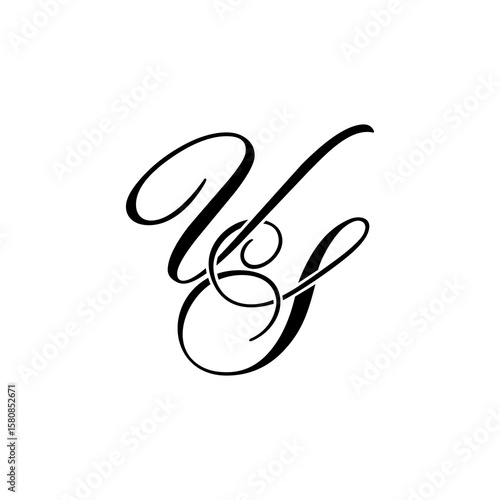 Elegant VS Monogram Logo in Black Script – Luxury Calligraphy Initial Design on White Background	
