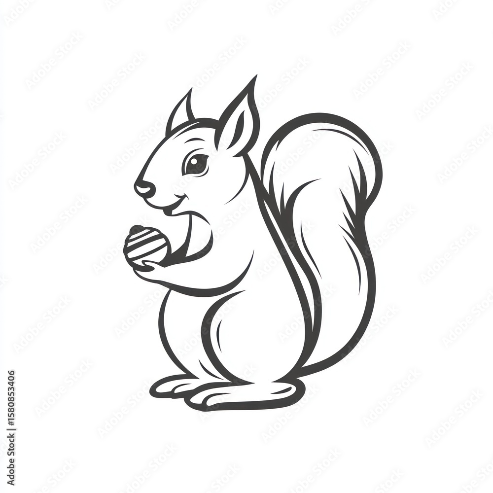 Obraz premium Cute squirrel holding a nut (1)