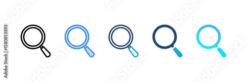 Search icon set multiple style collection