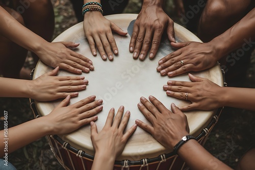 Unity Drum Circle: Diverse Hands Playing in Harmony