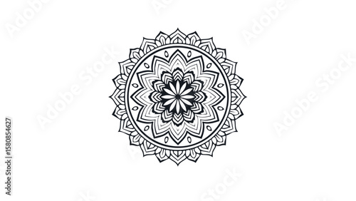 Simple Creative Mandala Design – Vector Style Silhouette on White Background


