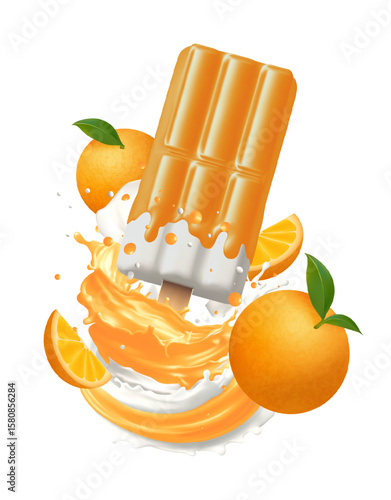 Orange and Milk Ice Cream perfect blend of refreshing sweetness and creaminess ideal for ice cream products desserts or appealing advertisements