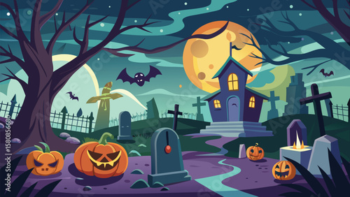 Halloween Horror Full Moon Illustration Halloween
