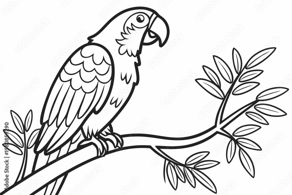 Fototapeta premium coloring page line art the parrot black vector