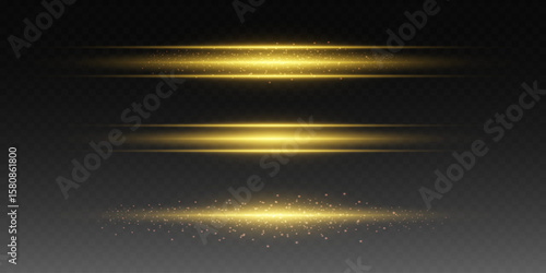 Set of light lines of flashes and explosion. On a transparent background.