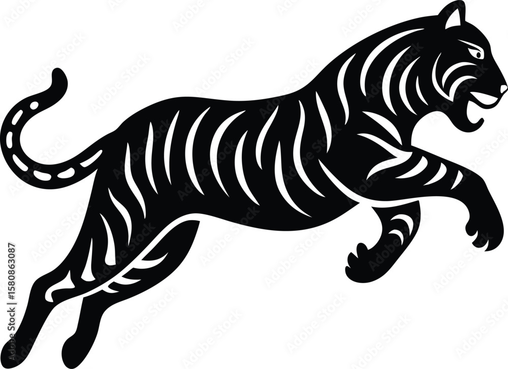 Obraz premium a leaping tiger on white background.eps