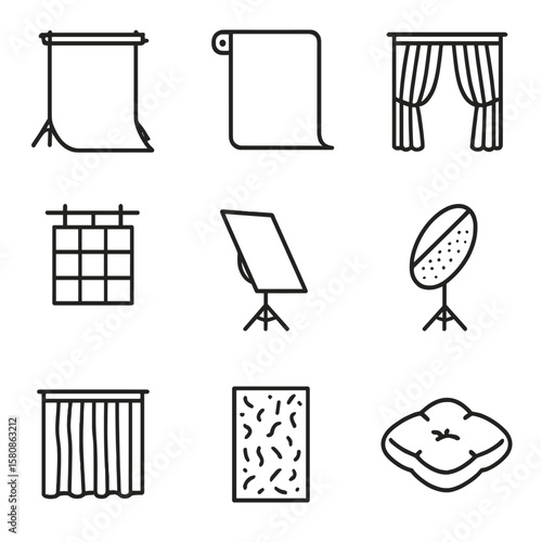 Reflector lighting seamless board soft wall blackout collection vector pad grid icon