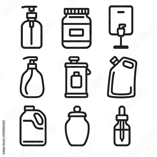 Ceramic metal friendly dispenser tin eco squeeze vector station jar refill icon