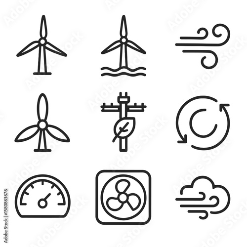 Vector blades icons energy icon turbine air symbol windmill wind motion power