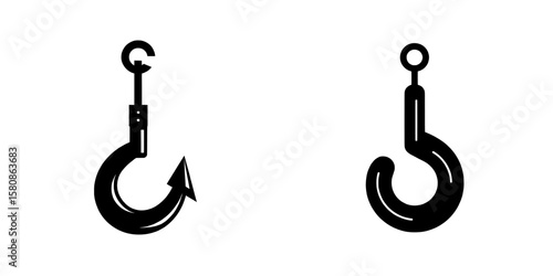 Modern illustration of lifting hook icon set isolated on a white background