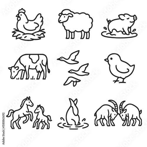 Icon animal diving mud chick rutting vector spring duck icons wooly nesting