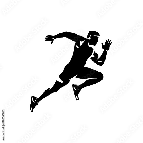 Isolated on white background, a modern illustration of a decathlon sportsman in an athletic game silhouette