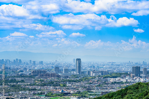 箕面の山から撮影した大阪北部の都市風景　【大阪都市風景】