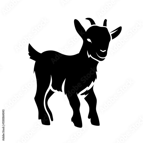 Wallpaper Mural Cartoon illustration of a cute goat in silhouette form isolated on a white background Torontodigital.ca