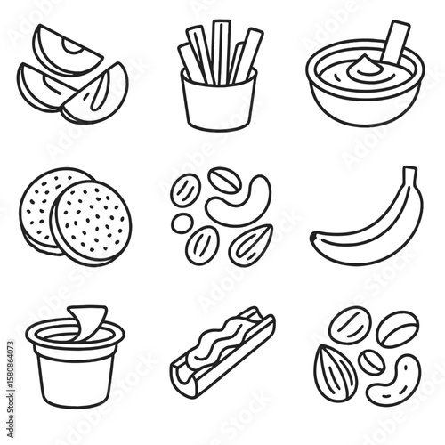 Icon icons vector nuts mix mixed banana healthy cakes sticks snacks cup