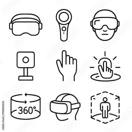 Icons virtual vr reality controller immersive motion teleportation tracking icon vector sensors
