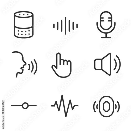 Command listening microphone assistant icon user speaker icons voice talking vector sound