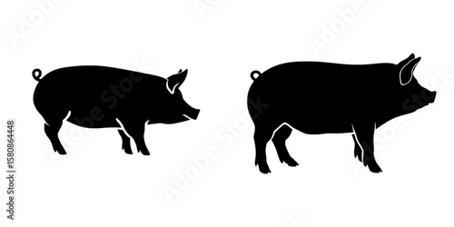 A modern side-view illustration of a pig on a white background serves as a farm animal icon
