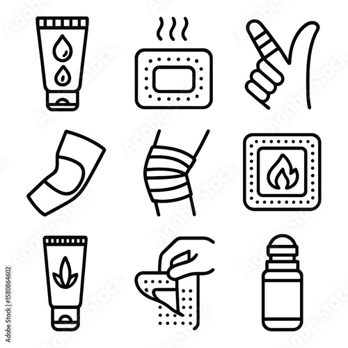 Burn icon sterile knee wrap icons agent pad treatment vector pain bandage