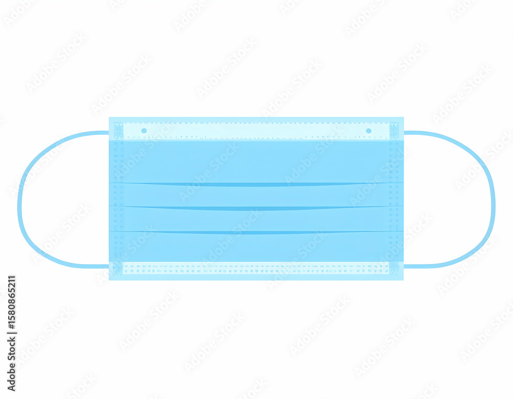 Obraz premium Blue medical face mask vector on white background. Simple and clean design, ideal for health, protection, and safety-themed concepts or infographics. 