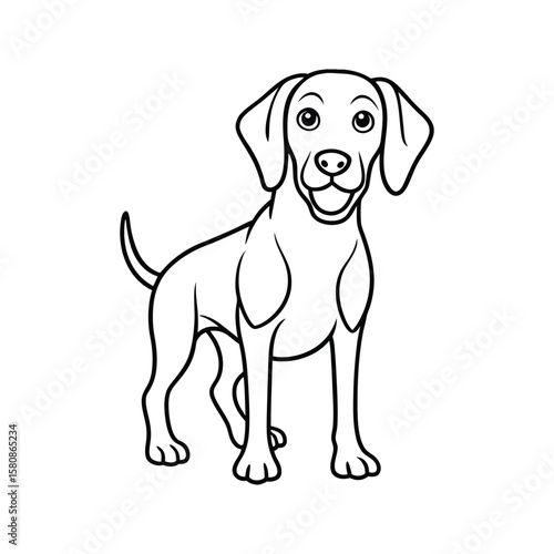 Happy beagle dog outline standing on white canine puppy