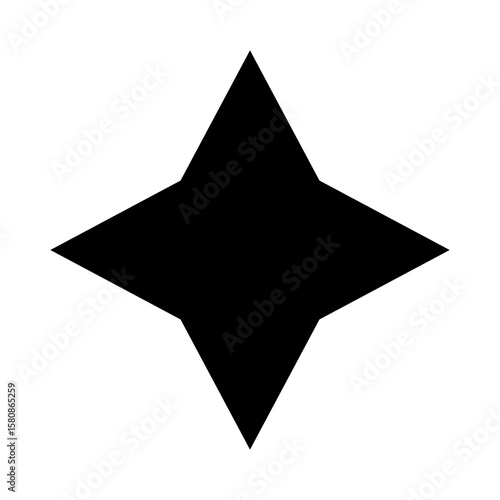Solid fill four-point star icon, simple rating and favorite glyph
