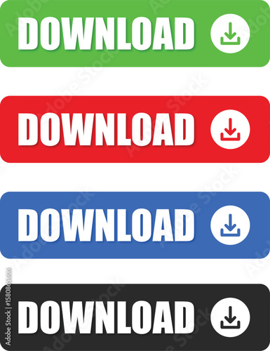 Download button vector set illustration for website and mobile app design use