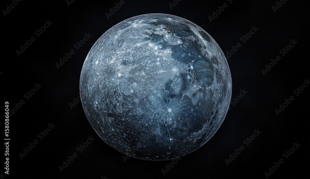 Fototapeta premium Full moon, cool-toned, detailed texture