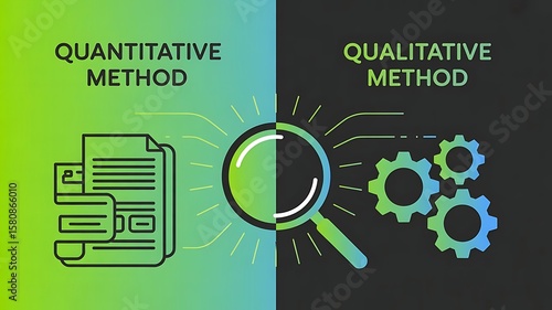  Quantitative method and qualitative method research development project concept, banner design, web header, poster, created with generative ai