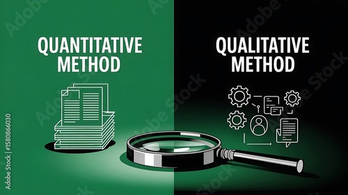  Quantitative method and qualitative method research development project concept, banner design, web header, poster, created with generative ai