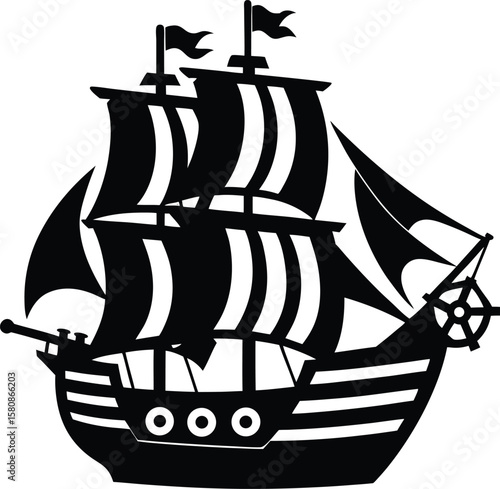 a pirate ship on white background.eps