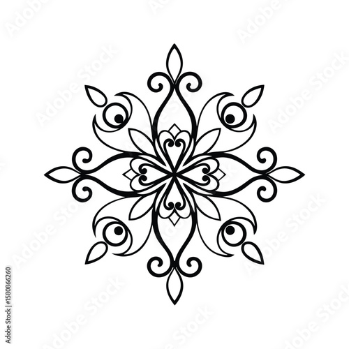 Intricate black ornamental floral design with swirling elements vector