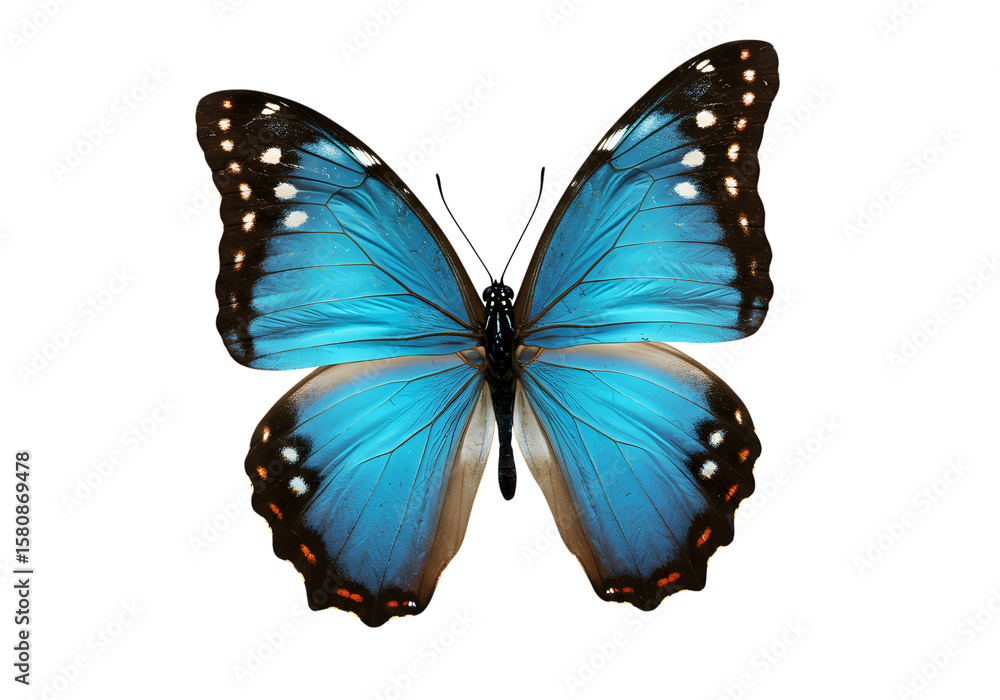 Fototapeta premium A beautiful blue morpho butterfly isolated on transparent background