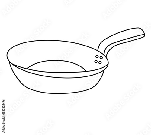 Cute cartoon had drawn vector Frying pan outline.