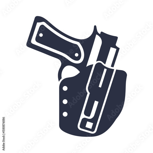 Dark blue handgun in holster icon weapon firearm