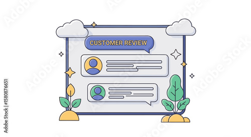 Customer Reviews Concept with Speech Bubbles and Icons