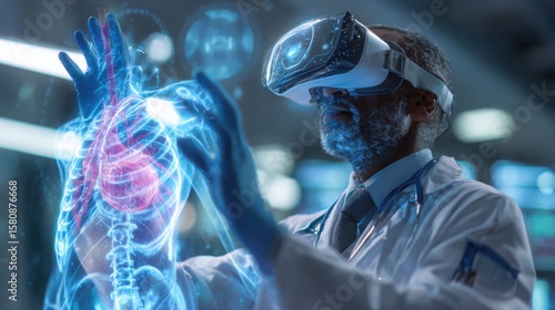 Doctor Uses VR Headset Studies Holographic Anatomy Technology