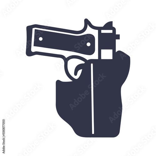 Dark blue handgun in holster weapon firearm