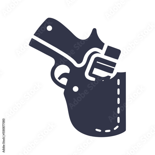 Dark blue handgun in holster icon weapon firearm