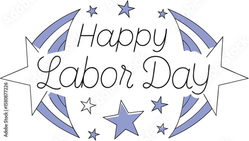 Celebrate labor day with festive hand lettered greetings on a starry patriotic background design featuring bold typography and a vibrant color palette for holiday celebrations