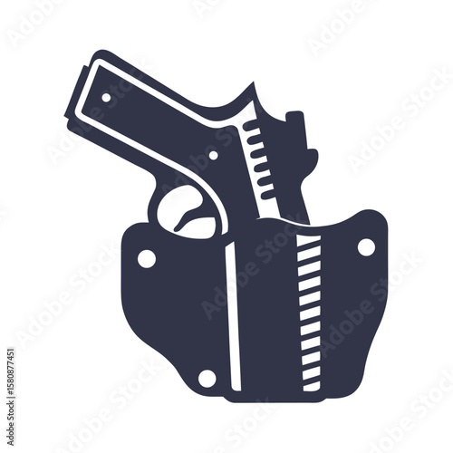 Dark blue pistol and holster silhouette weapon firearm